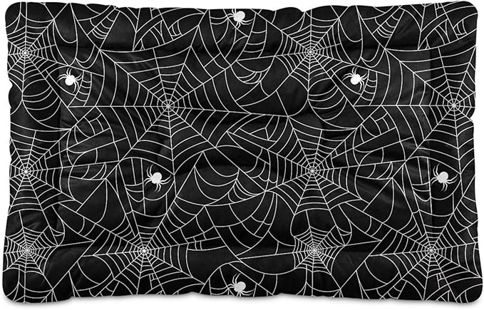 Pet Bed Halloween Spider Web Dog Bed Mat Absorbing Non Slip Pad Pet Sleeping Mat for Small, Medium, and Large Dogs Puppy Cat 36 in x 24 in