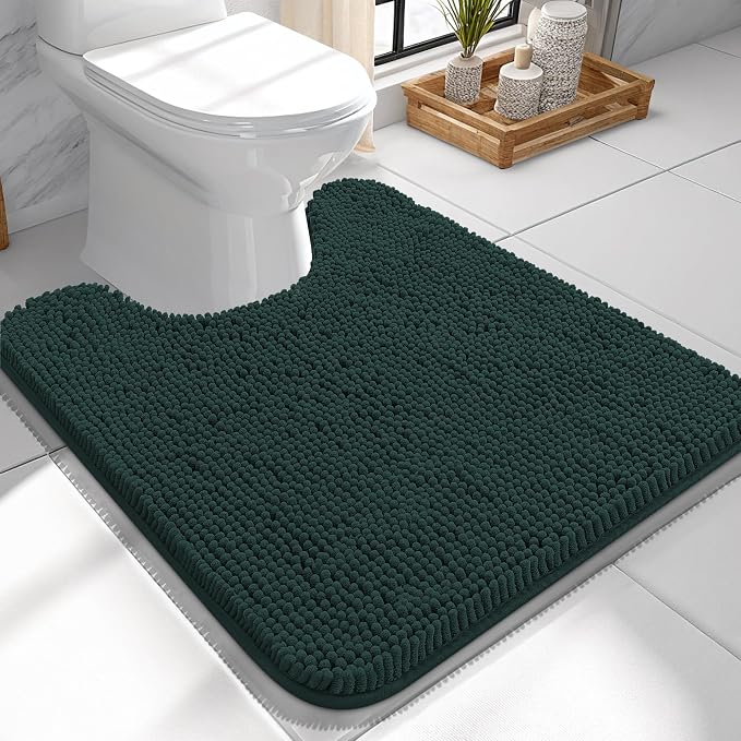 OLANLY Toilet Rugs U-Shaped 24x24, Extra Soft Absorbent Chenille Contour