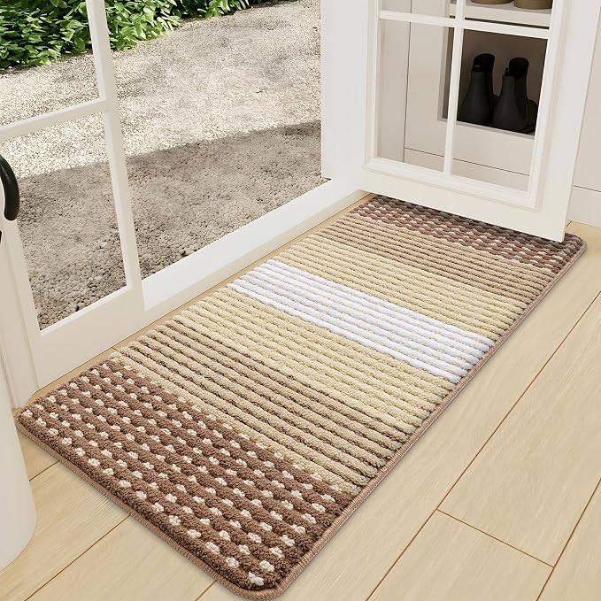 Kitinjoy Indoor Outdoor Door Mat, 47x24 Non-Slip Absorbent Dirt Trapper