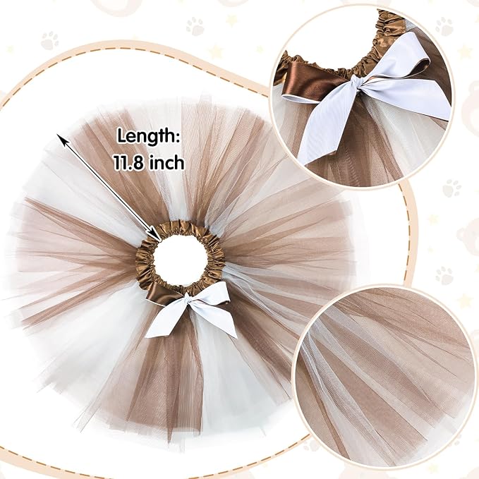 Zhanmai 5 Pcs Carnival Animal Costume Kid Bear Puppy Dog Pup Kangaroo with Tutu Ear Headband Bowtie Tail Paws for Boys Girls