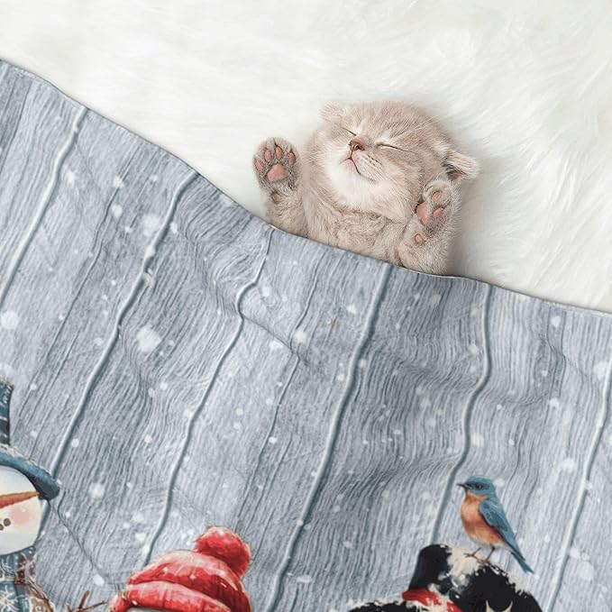 Winter Snowman Throw Blanket - Wodden Blanket for Dog Cat Snowy Pet Blankets 23x16 for Couch Sofa Bed