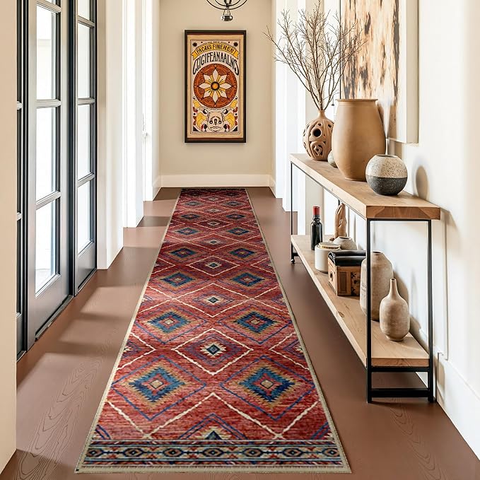 BESTSWEETIE Area Rug 2x8 Rug Machine Washable Non-Slip Low Pile Print Pattern