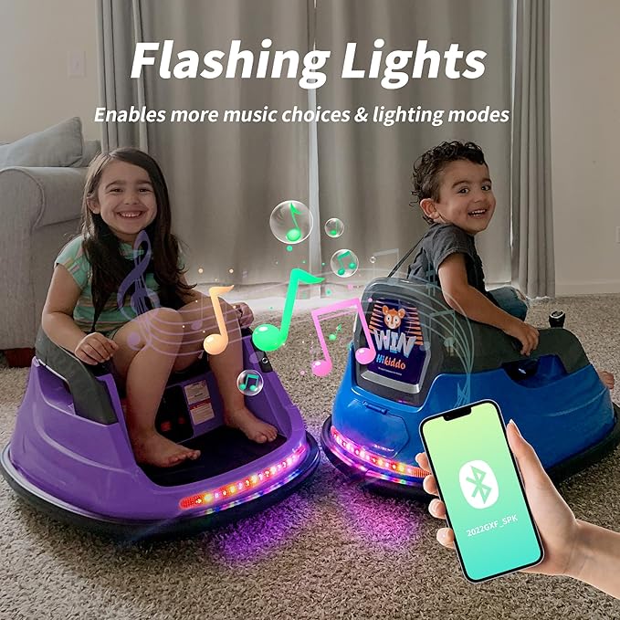12V Kids Electric Bumper Car, Baby Bumper Car for Toddlers w/Remote Control, 360° Spinning - Purple