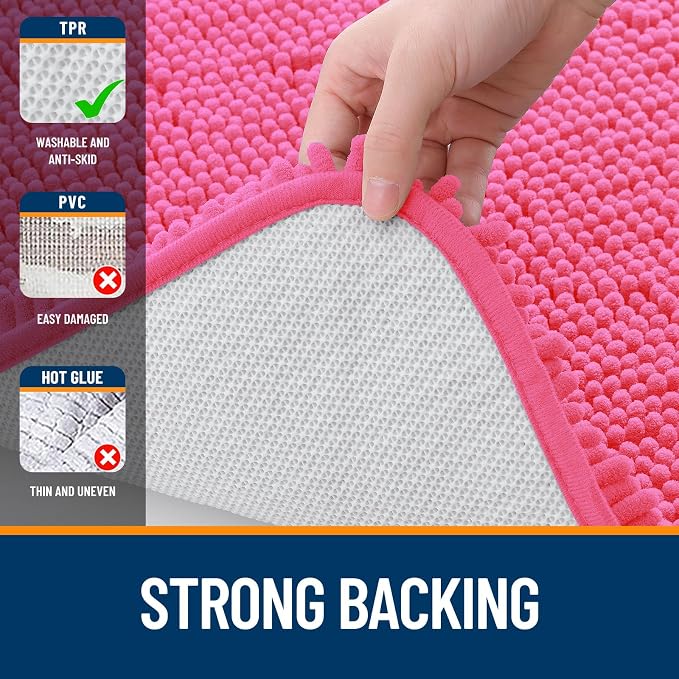 OLANLY Bathroom Runner Rugs 44x24, Soft Absorbent Chenille Bath Rugs, Rubber