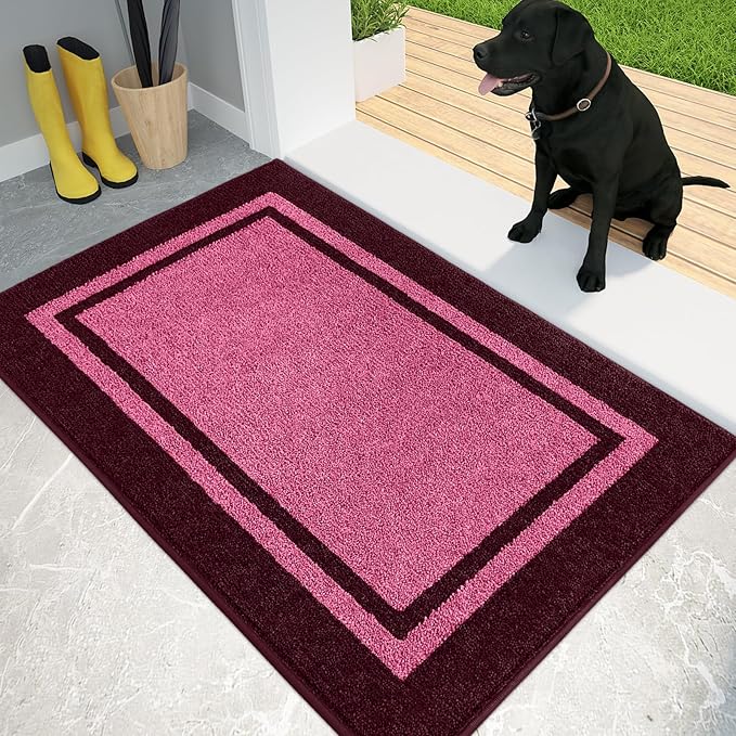 PURRUGS Dirt Trapping Door Mat 24" x 36", Non-Slip Machine Washable Entryway Rug