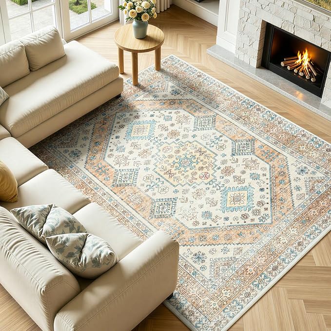 Lofus Vintage Living Room Rugs 5x7, Soft Machine Washable Area Rug