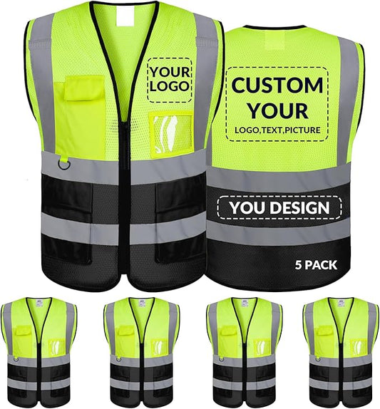 BeautyWill Custom Safety Vest Logo Class 2 High Visibility Reflevtive Vest Outdoor Protective Workwear