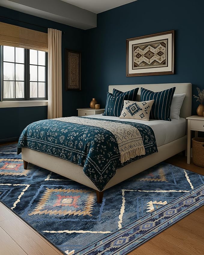 BESTSWEETIE Area Rug 9x12 Rug Machine Washable Non-Slip Low Pile Print Pattern
