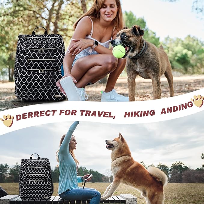 BAGLHER Dog Travel Bag Backpack, Airline Approved Pet Supplies Backpack, Dog Travel Bag with 2 Silicone Collapsible Bowls and 2 Food Baskets DLBlack