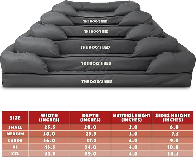 The Dog’s Bed, Dog Bed XXL Grey 51.5x39, Memory Foam, Pain Relief: Arthritis, Hip & Elbow Dysplasia, Post Surgery, Lameness, Supportive, Calming, Waterproof Washable Cover, Veterinary Approved