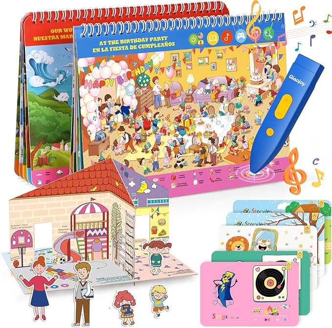 Interactive Search and Find Activity Books for Kids Ages 3-5, Toddler Travel Games Toys for Car Airplane, Road Trip Activities for Kids 4-8, Educational Preschool Learning Toys Gift with a Talking Pen