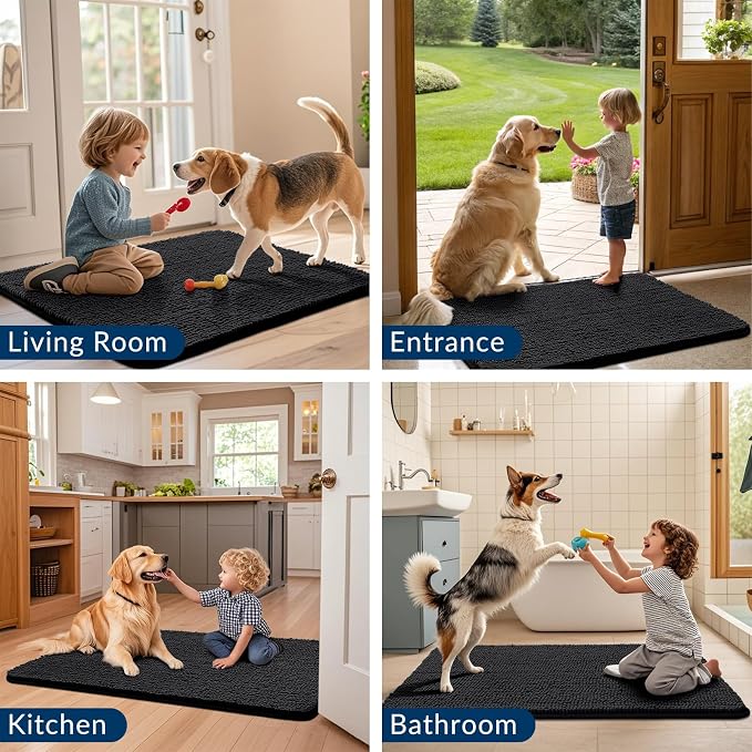 Smiry Dog Door Mat for Muddy Paws 59x24, Absorbent Dirt Trapper, Non-Slip
