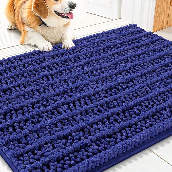 Smiry Dog Door Mat for Muddy Paws 30x20, Absorbent Dirt Trapper, Non-Slip