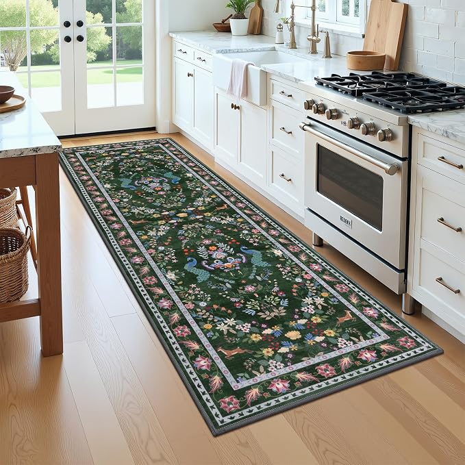 HEBE Washable Hallway Runner Rug 2'x 6' Non Slip Kitchen Rugs Runner, Low Pile