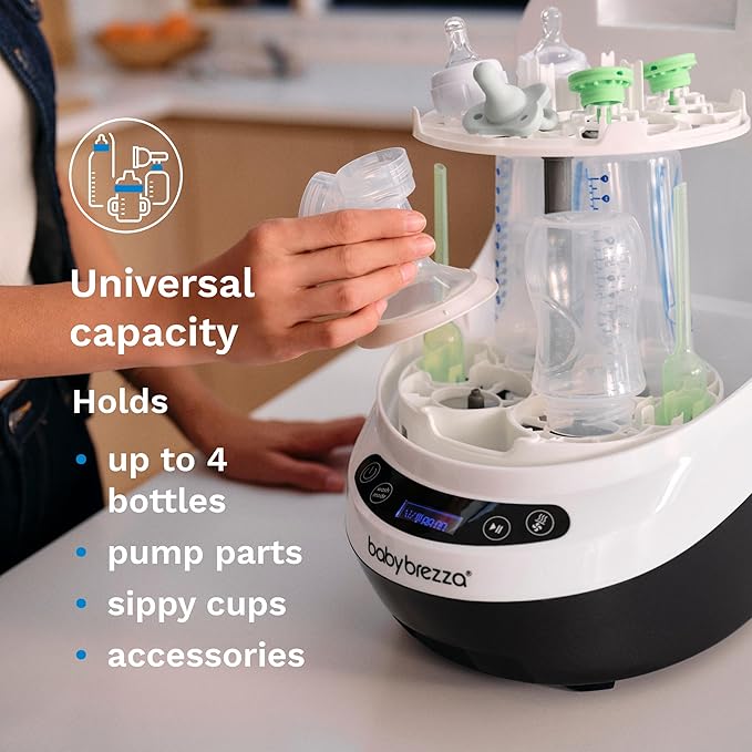 Baby Brezza Bottle Washer Pro - Baby Bottle Washer, Sterilizer + Dryer - All in One Machine Cleans Bottles, Pump Parts, & Sippy Cups - Replaces Hand Washing, Bottle Brushes and Drying Racks