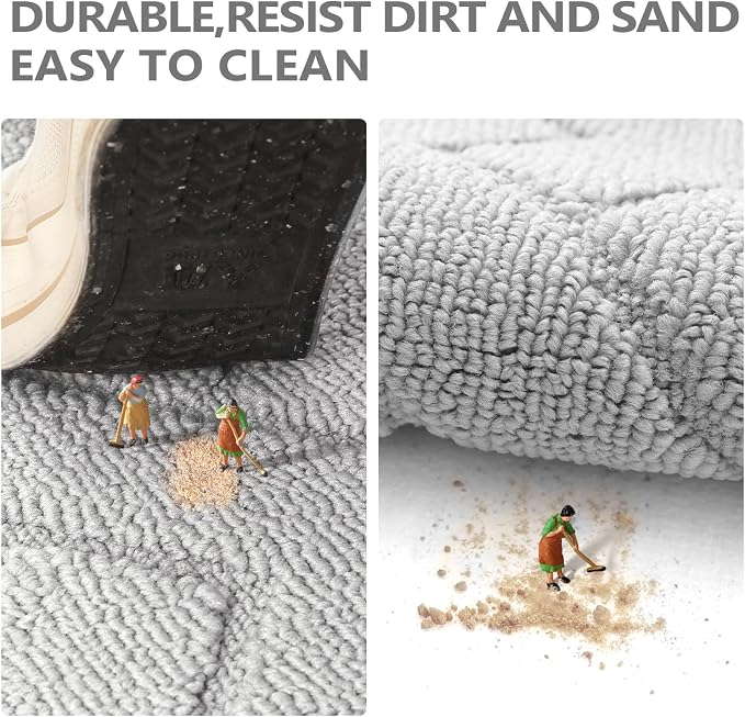 hicorfe Dirt Trapper Doormat, Non Slip Backing Washable Door Mats, Absorbent