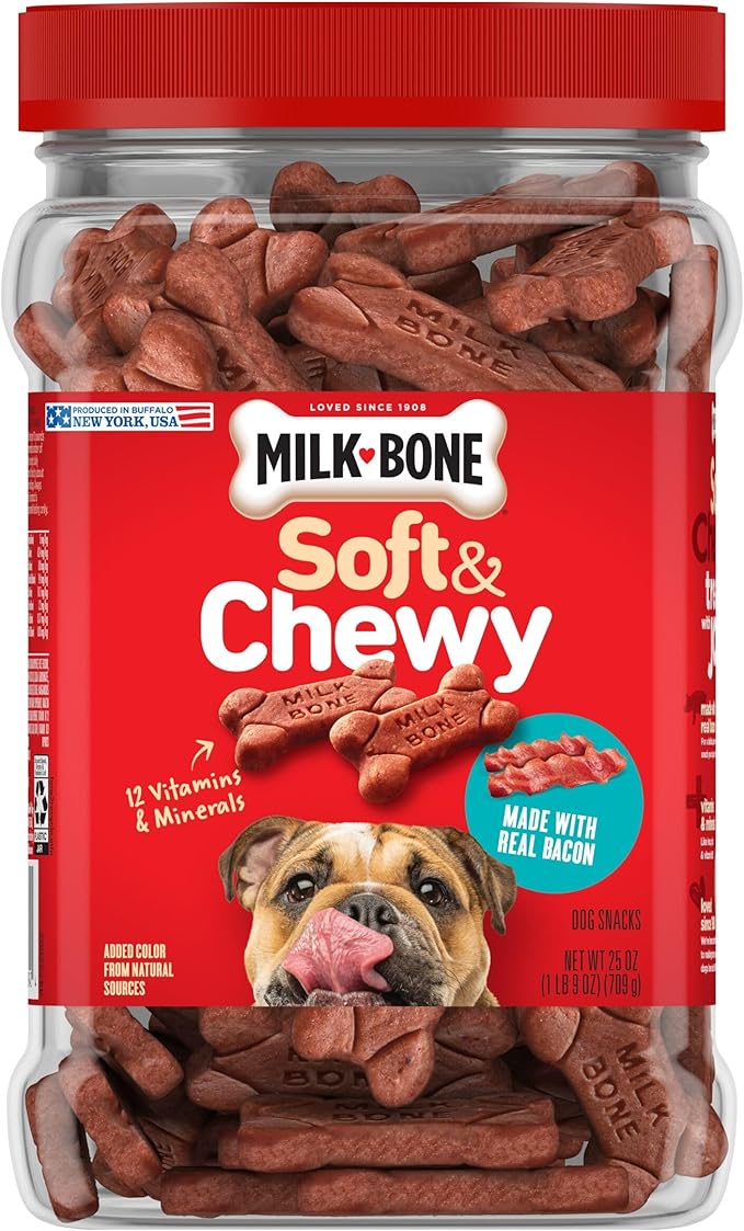 Milk-Bone Soft & Chewy Dog Treats Made with Real Bacon, 25 Ounce, (Pack of 2)