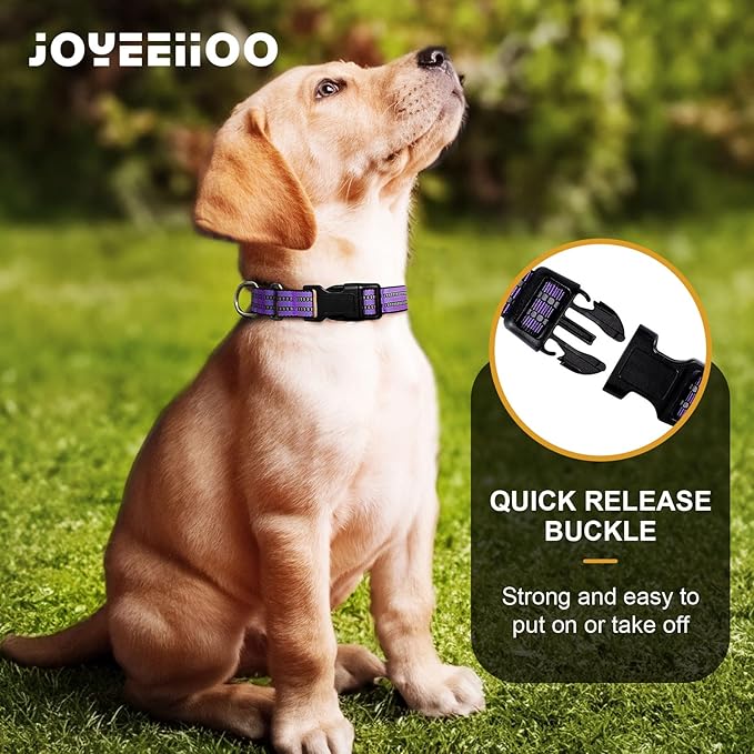 Martingale Dog Collar, Adjustable Nylon Reflective Collar with Buckle No Pull Dog Collar for Small Medium Large Dogs (Purple M)