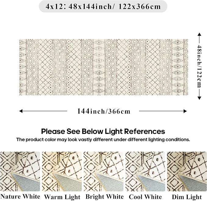 Washable 4x12 Runner Rug Hallway: Moroccan Non Slip Extra Long Rugs
