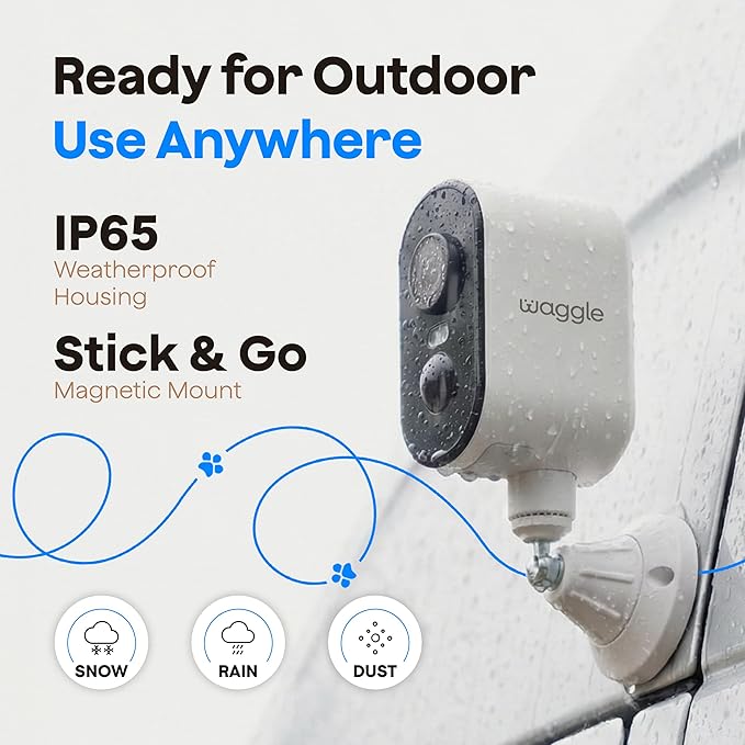 Waggle Pack of 2 4G LTE Security Camera for RV, No Wi-Fi Needed, 2K HD, 300° Pan, 9000mAh Battery, PIR & AI Human Detection, Siren Alarm, Indoor/Outdoor Cam for Camping/Travel, Subscription Required