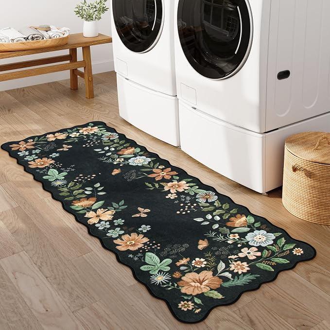 Lahome Floral Kitchen Runner, 2x5 Soft Washable Runner Rug Non Slip, Ultra-Thin