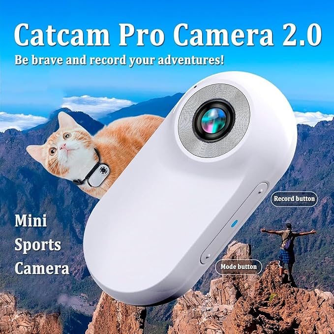 Waterproof Dog Camera 2.0-1080p Pet Action Camera with Real-time Feed, Mini Wireless Cat Camera, Includes 32gb Sd Card for Pets & Dogs White