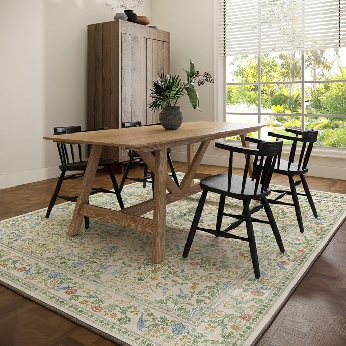Washable Area Rugs for Living Room: 6x9 Bedroom Rug Stain Resistant Non Slip
