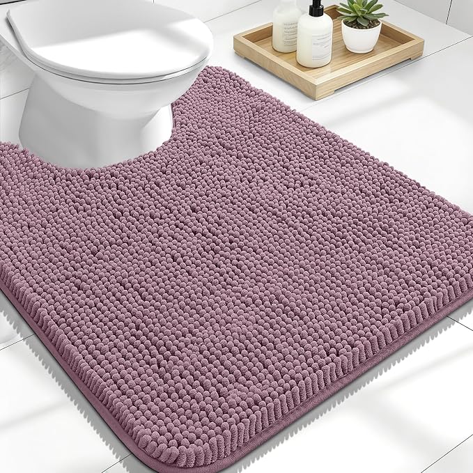 OLANLY Toilet Rugs U-Shaped 24x20, Extra Soft Absorbent Chenille Contour
