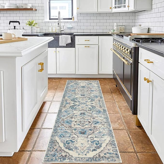 HEBE Hallway Runner Rug 2'x6' Washable Vintage Distressed Area Rugs Non Slip