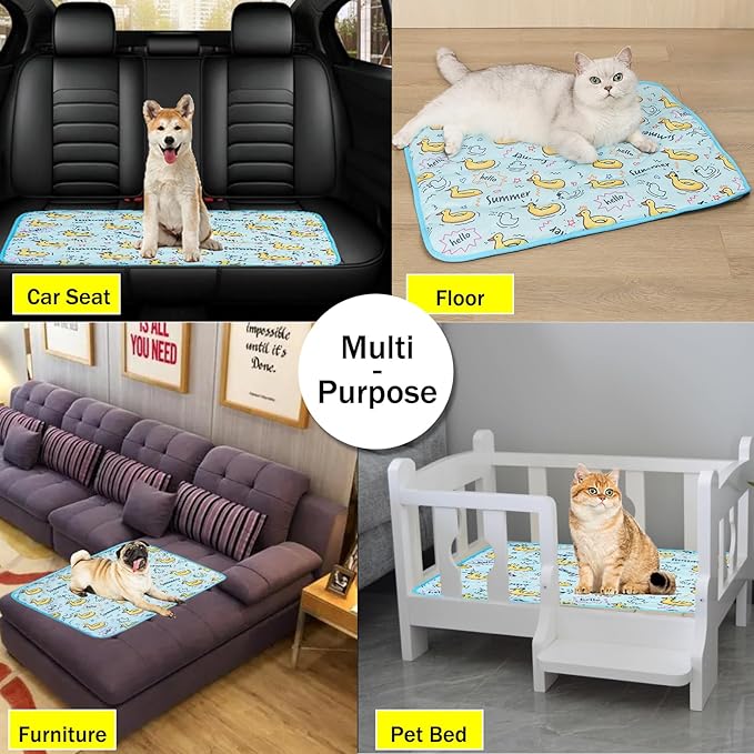 SEIS Dog Ice Pad Ice Silk Cats Kennel Mat Pet Cooling Pad Summer Cool Bamboo Mat Breathable Pad (Duck, S)