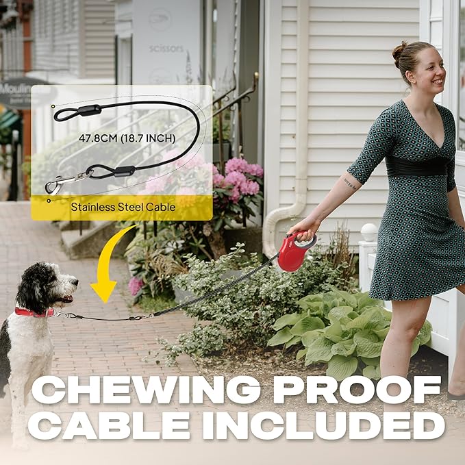 Fida Retractable Dog Leash, 16 ft Dog Walking Leash for Small Dogs up to 26lbs, Tangle Free, Red