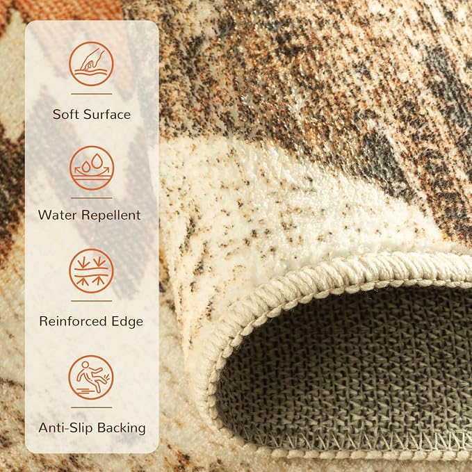 BESTSWEETIE Area Rug 3x4 Rug Machine Washable Non-Slip Low Pile Print Pattern