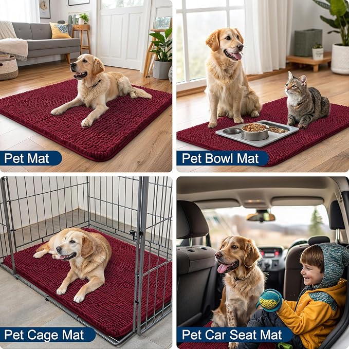 Smiry Dog Door Mat for Muddy Paws 59x24, Absorbent Dirt Trapper, Non-Slip
