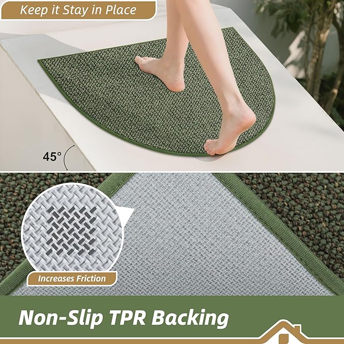 BEQHAUSE Dirt Trapper Door Mat 32" x 48" Half Circle Non-Slip Washable Doormats