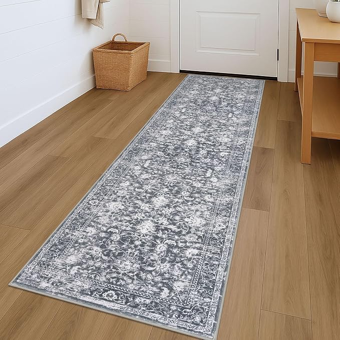 KILOCOCO Hallway Runner 2x7 Rug Runner Printed Vintage Floral Washable Kitchen