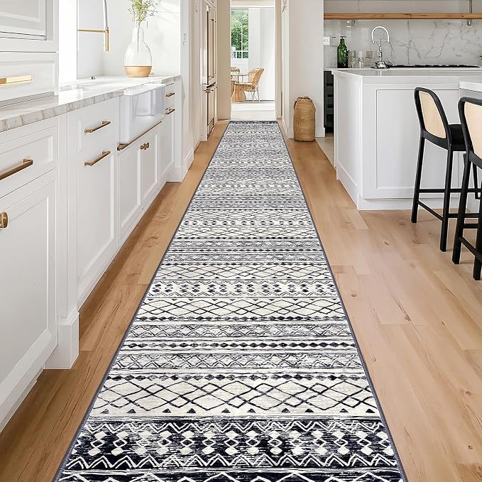 KUTA Extra Long Runner Rug for Hallway 2.6x20ft, Vintage Boho Washable Kitchen