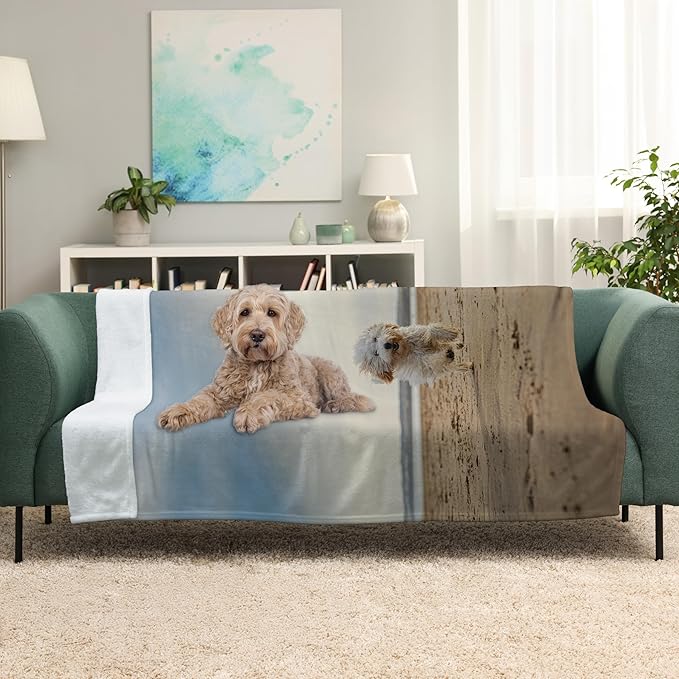 Prints Next Day – Custom 60" x 80" Fleece Pet Lightweight Blanket with Photo Upload - Gift for Dog or Cat Owners - Personalized Couch Throw - Printed in America