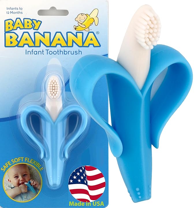 Baby Banana - Blue Banana Toothbrush, Training Teether Tooth Brush for Infant, Baby, and Toddler