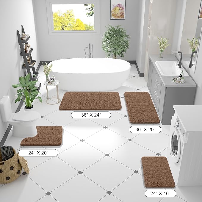 OLANLY Bathroom Rugs 35x24, Extra Soft Absorbent Chenille Bath Rugs, Rubber