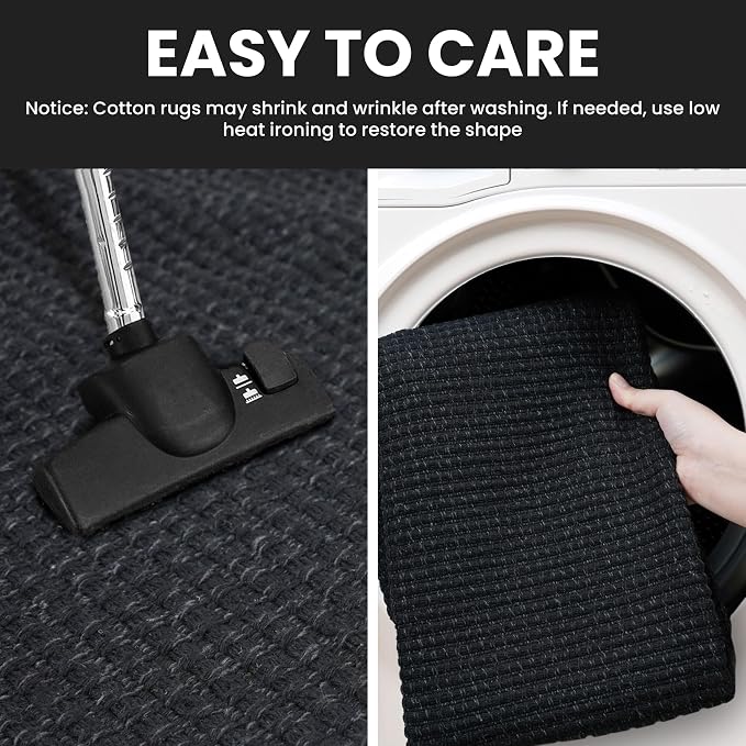 IOHOUZE Washable Area Rug 4x6 Non Slip Rubber Backed Woven Rugs