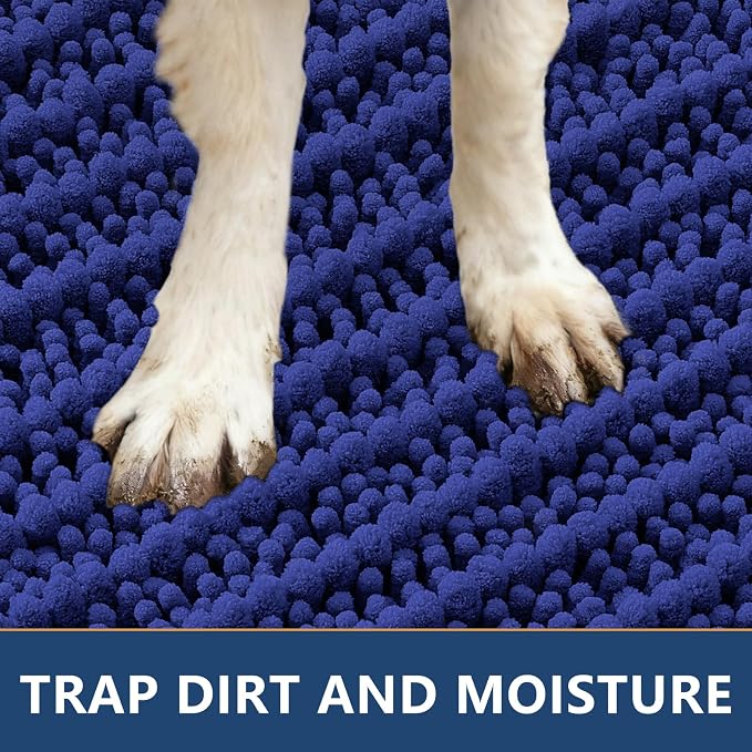 Smiry Dog Door Mat for Muddy Paws 30x20, Absorbent Dirt Trapper, Non-Slip