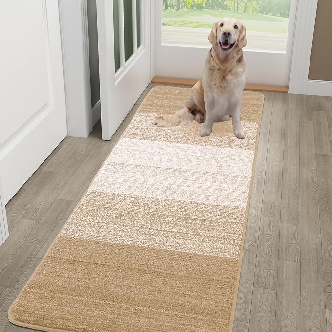 Kitinjoy Indoor Outdoor Door Mat, 59x24 Non-Slip Absorbent Dirt Trapper