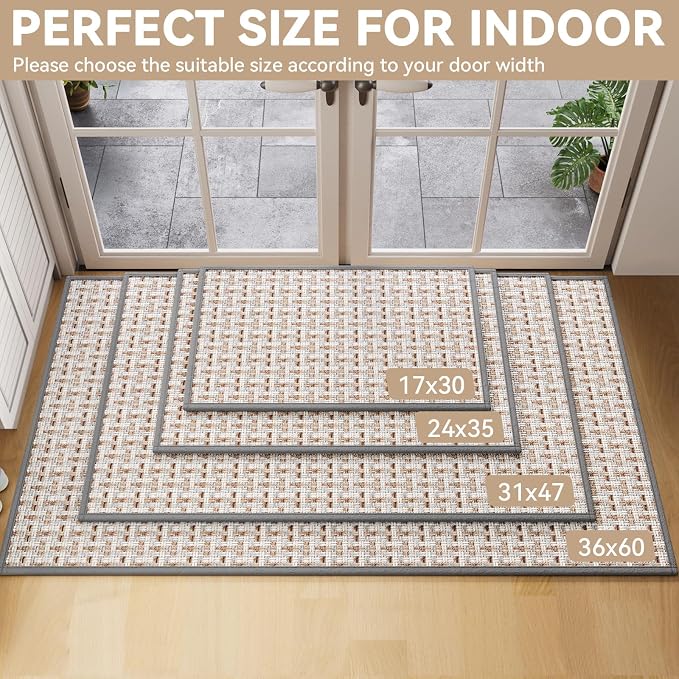 Door Mat 17"x30", Door Mat Indoor Entrance Dirt Resistant and Absorbent