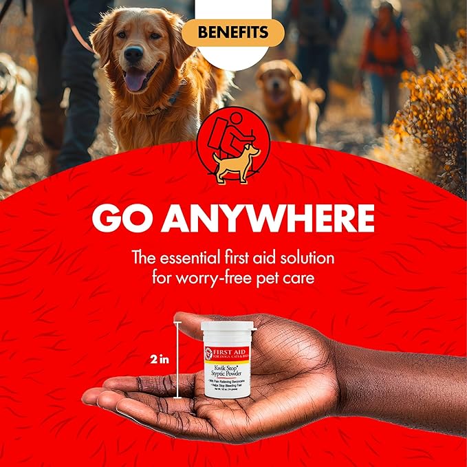 Miracle Care Kwik Stop Styptic Powder for Dogs, Cats and Birds, 0.5 Ounce, Fast Acting Blood Stop Powder with Pain Relieving Benzocaine