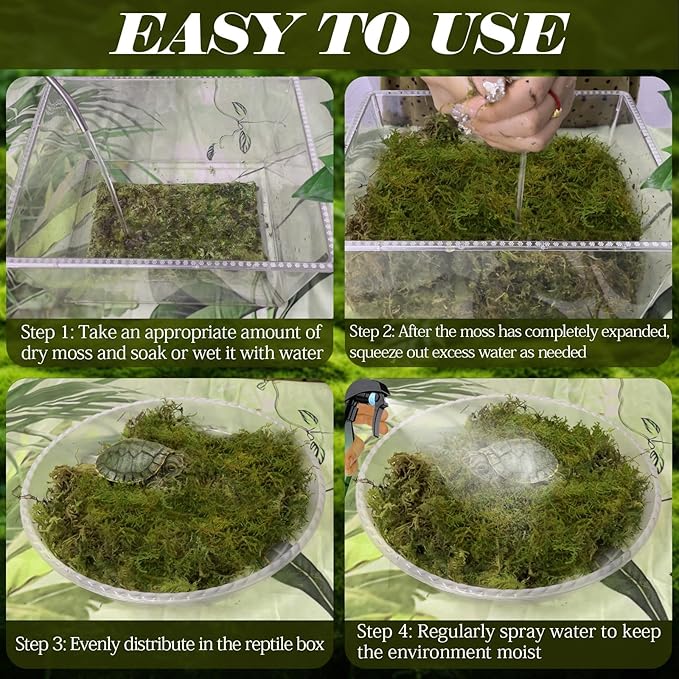 ZeeDix 2.2 lb Sphagnum Moss for Reptiles,20 qt Reptile Bedding Substrate Tank Accessories Terrarium Moss, Green Forest Moss for Leopards Geckos Snakes Turtles Frogs