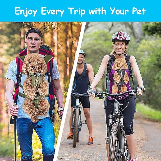 PetBonus Pet Front Dog Carrier Backpacks, Adjustable Pet Backpack, Legs Out Easy-fit Puppy Chest Carrier for Medium Small Dogs, Hands Free for Hiking, Cycling (Purple, L)