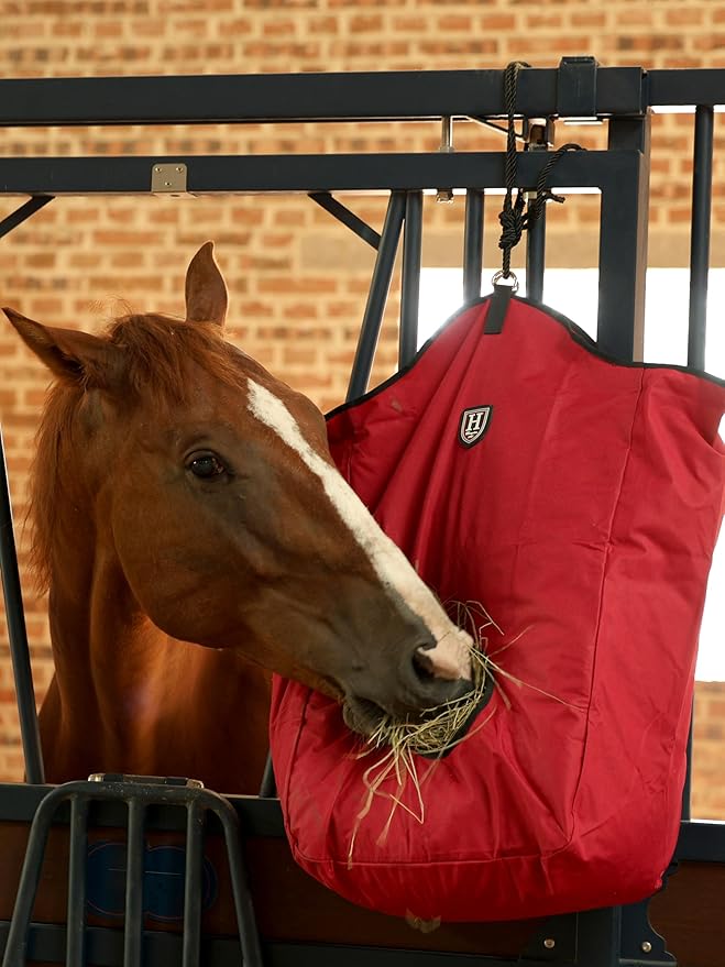 Harrison Howard Premium Durable Horse Hay Bag Slow Feed Hay Bag Waterproof Large Capacity Horse Tote 3pcs -Red