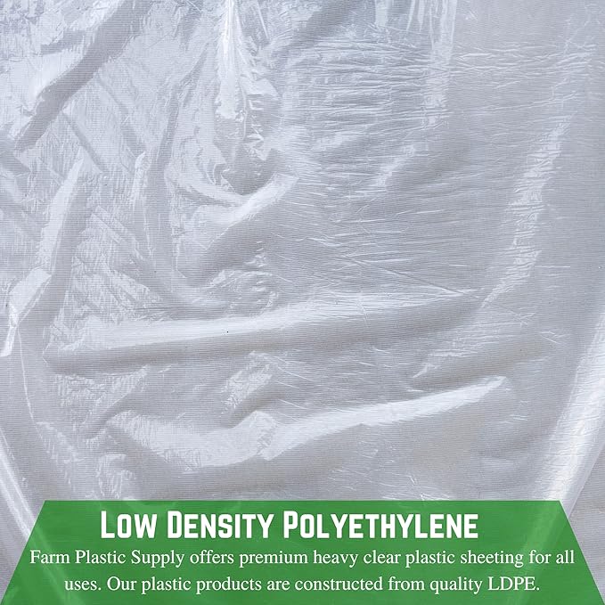 Farm Plastic Supply - Clear Plastic Sheeting - 6 mil (14' x 100') - Thick Plastic Sheeting, Heavy Duty Polyethylene Film, Drop Cloth Vapor Barrier Covering for Crawl Space