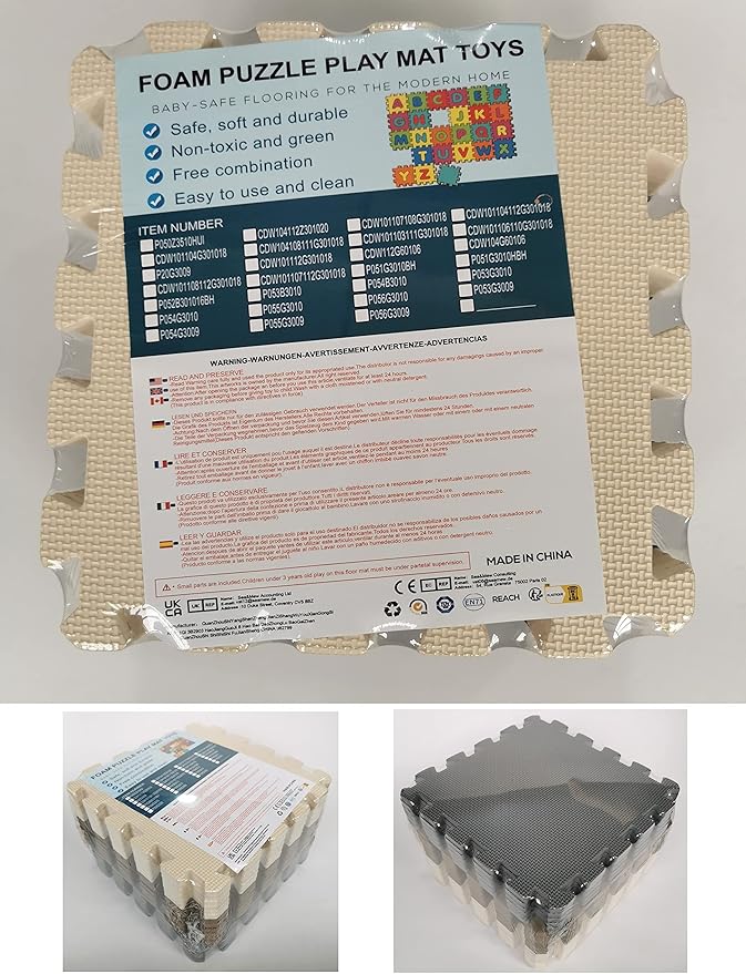 MQIAOHAM® 25 Pieces Puzzle Play Mats, Soft Baby Play Mat, Kids Interlocking Foam Floor Tiles, Toddlers Carpet Playmats G301025-107112