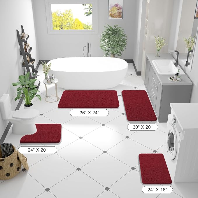 OLANLY Bathroom Rugs 36x24, Extra Soft Absorbent Chenille Bath Rugs, Rubber